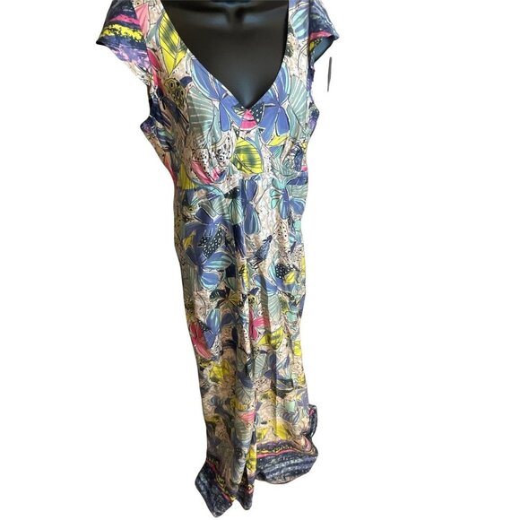 Estilo K Multicolor Cap Sleeve V Neck Maxi Dress - Picture 4 of 8